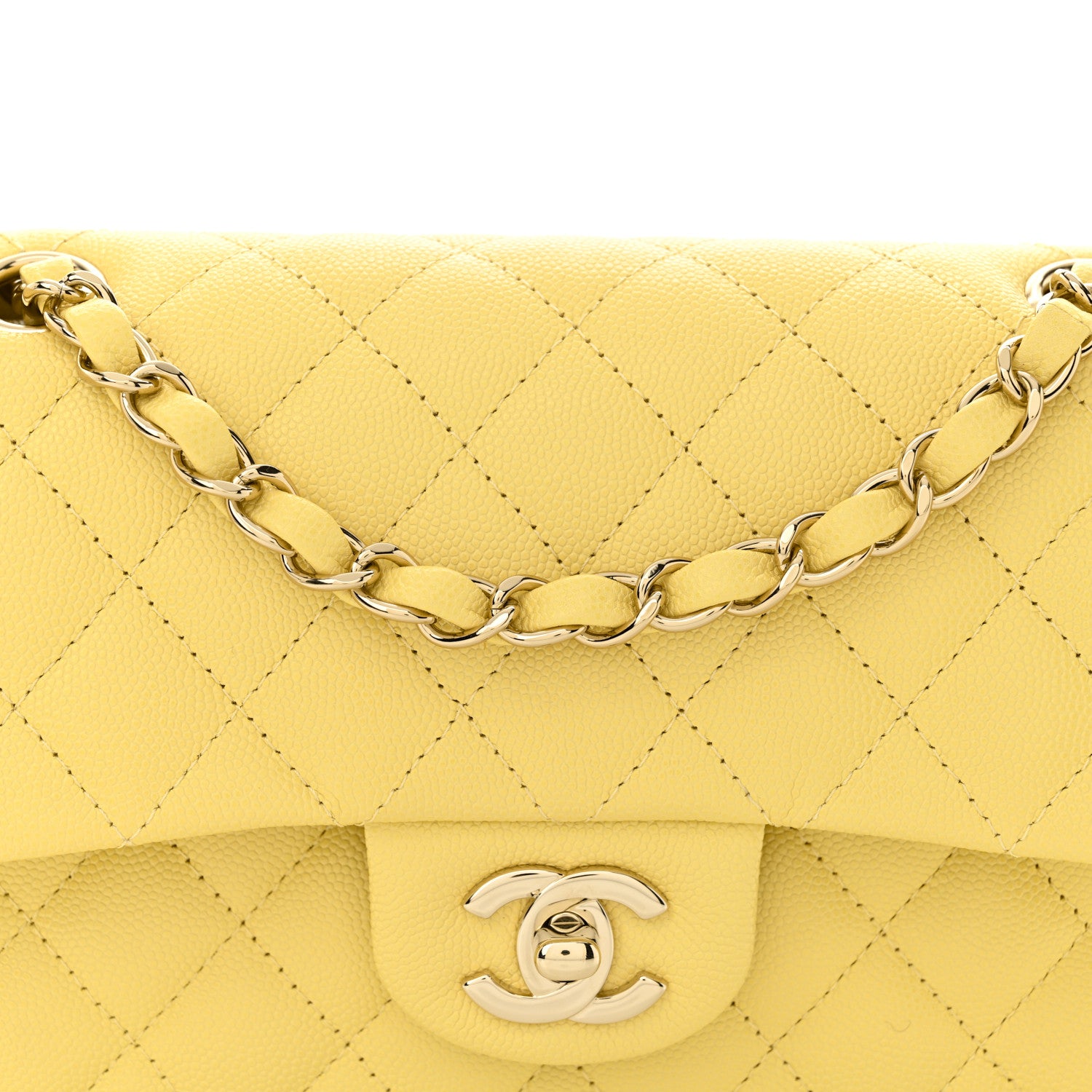 Chanel Caviar Quilted Small Double Flap Light Yellow 9 of 11
