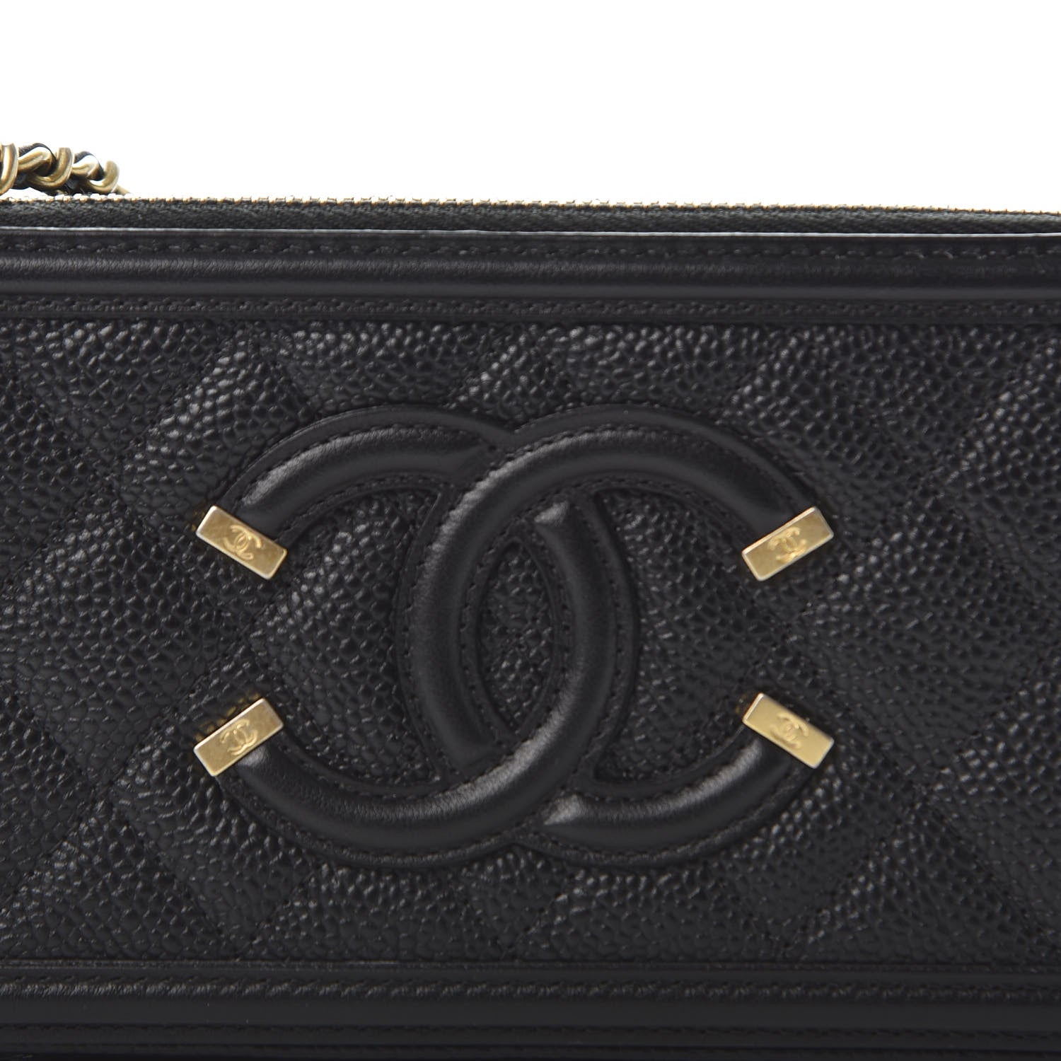 Chanel Caviar Quilted CC Filigree Clutch With Chain Black 12 of 13