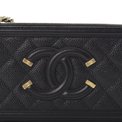 Chanel Caviar Quilted CC Filigree Clutch With Chain Black 12 of 13