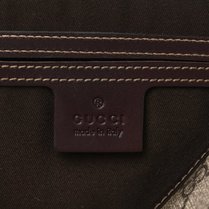 Gucci GG Plus Monogram Medium Double Buckle Flap Messenger Bag Beige Dark Brown 5 of 10