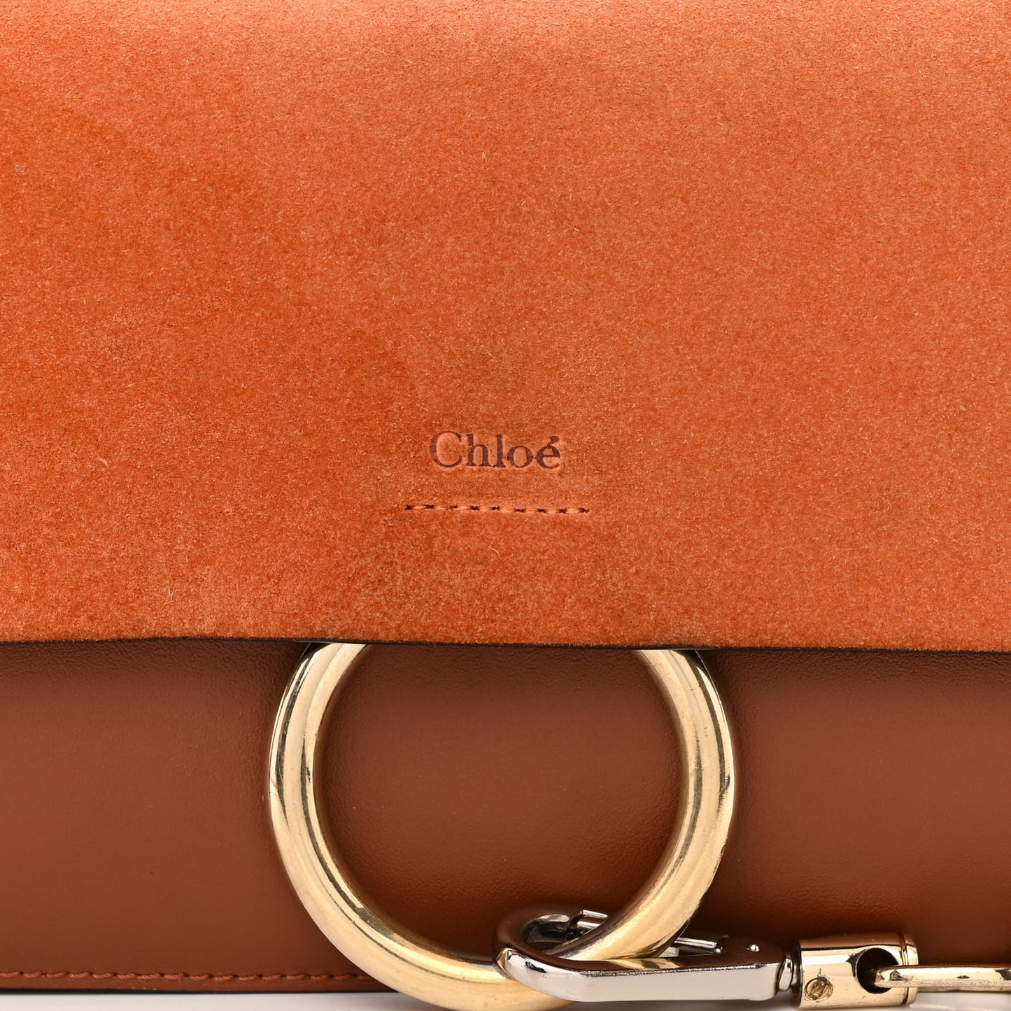 Suede Calfskin Small Faye Shoulder Bag Tobacco