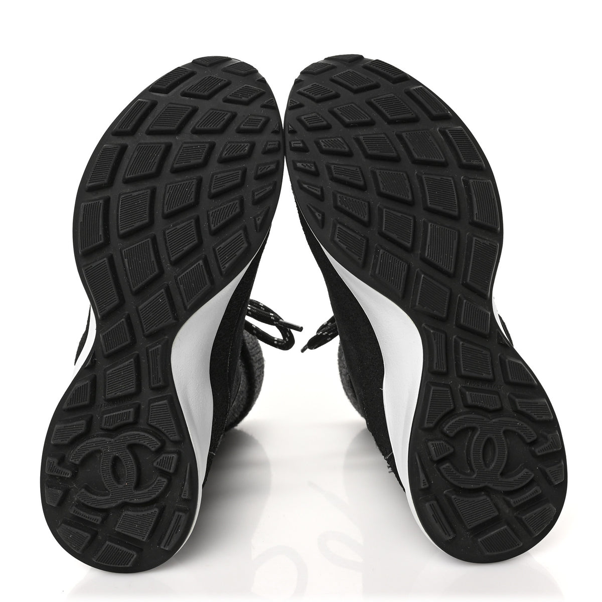 Suede Calfskin Knit CC Sneakers 35.5 Black Dark Gray