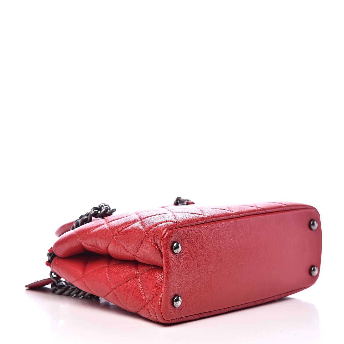 Shiny Sheepskin Quilted Small Shopping Tote Red