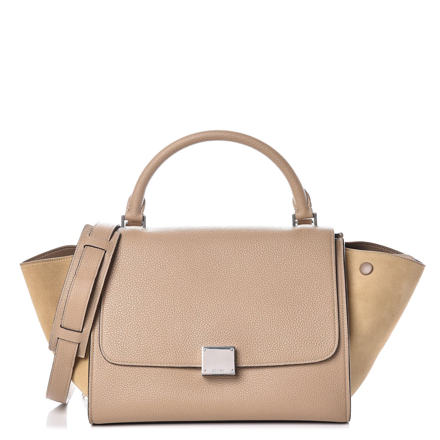 Celine Drummed Calfskin Suede Small Trapeze Dune 1 of 10