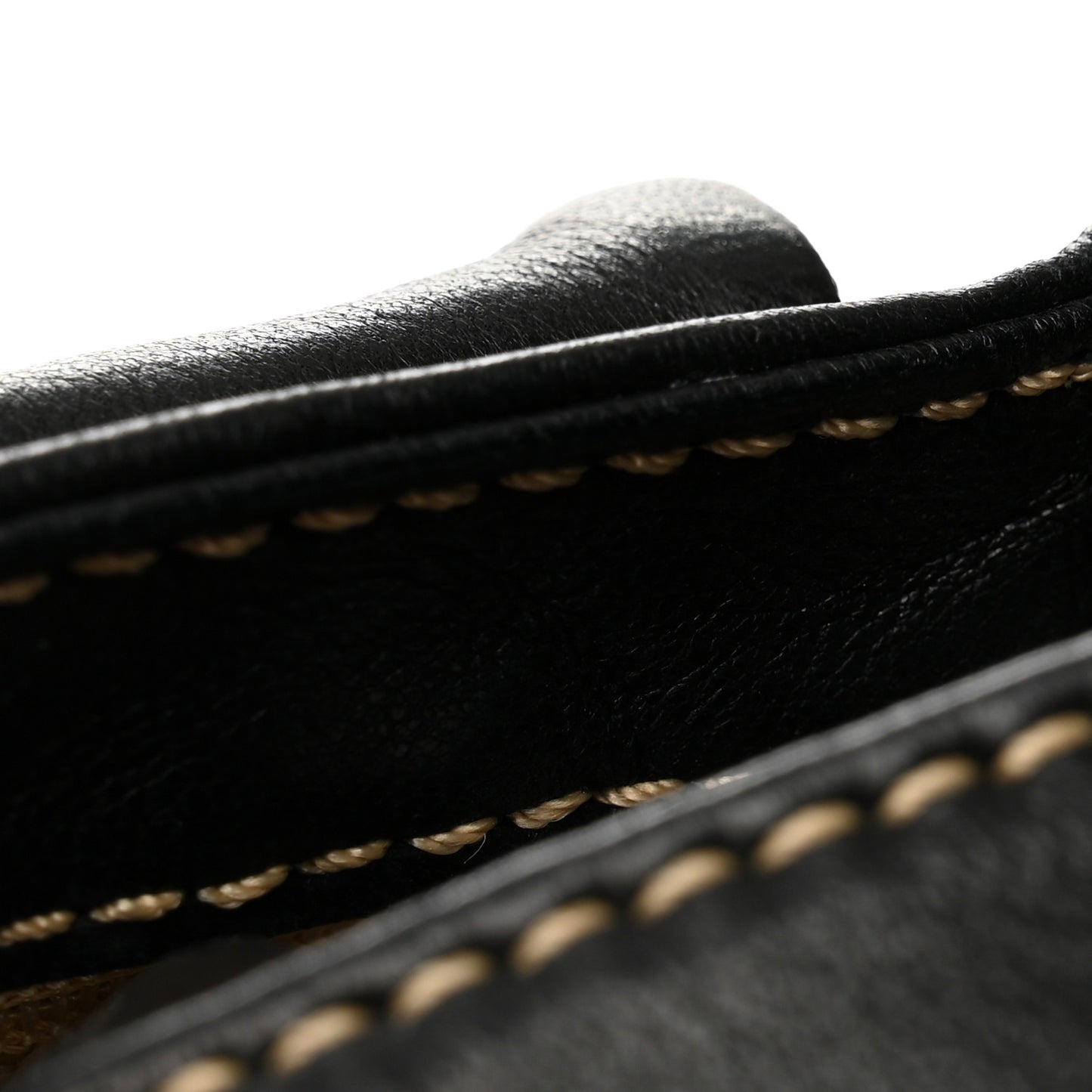Lambskin Contrast Stitch Small Surpique Accordion Flap Black