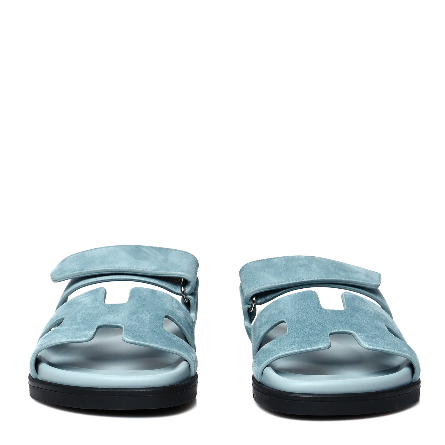 Hermes Suede Goatskin Womens Chypre Sandals 37 Vert d'eau 2 of 8