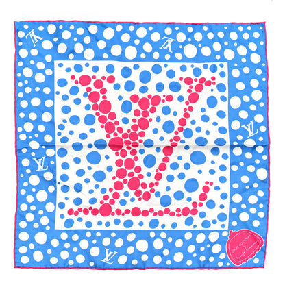 Louis Vuitton LV x YK Silk Monogram Dots Scarf 45 Blue Fuchsia 1 of 3