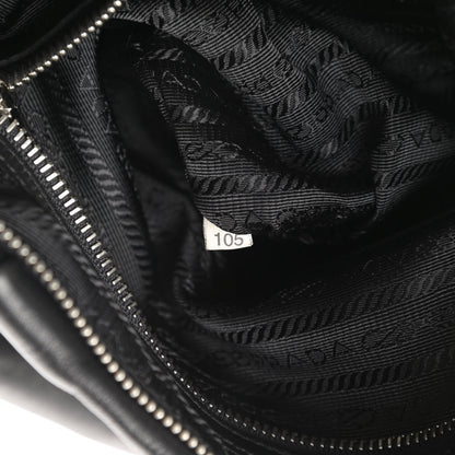 Prada Soft Calfskin Pleated Hobo Black 8 of 15