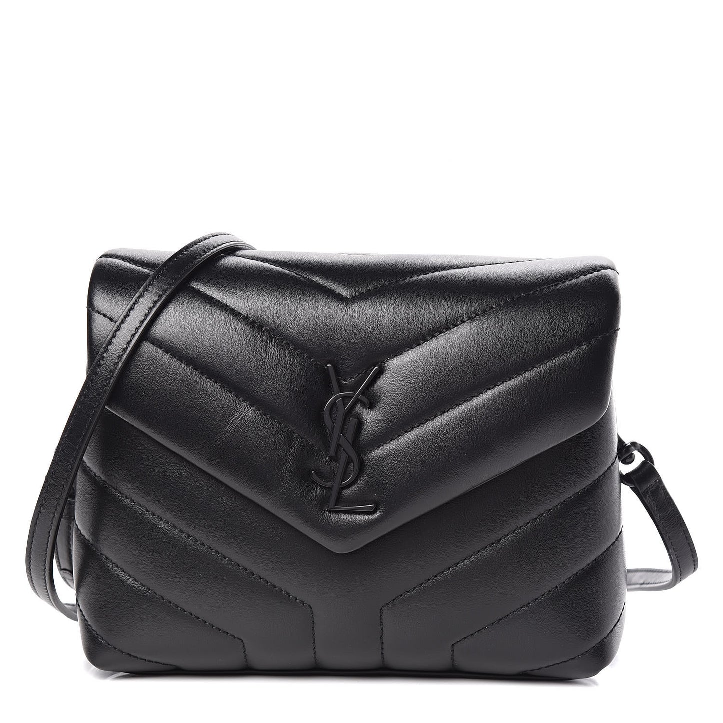 Calfskin Y Quilted Monogram Toy Loulou Crossbody Bag Black