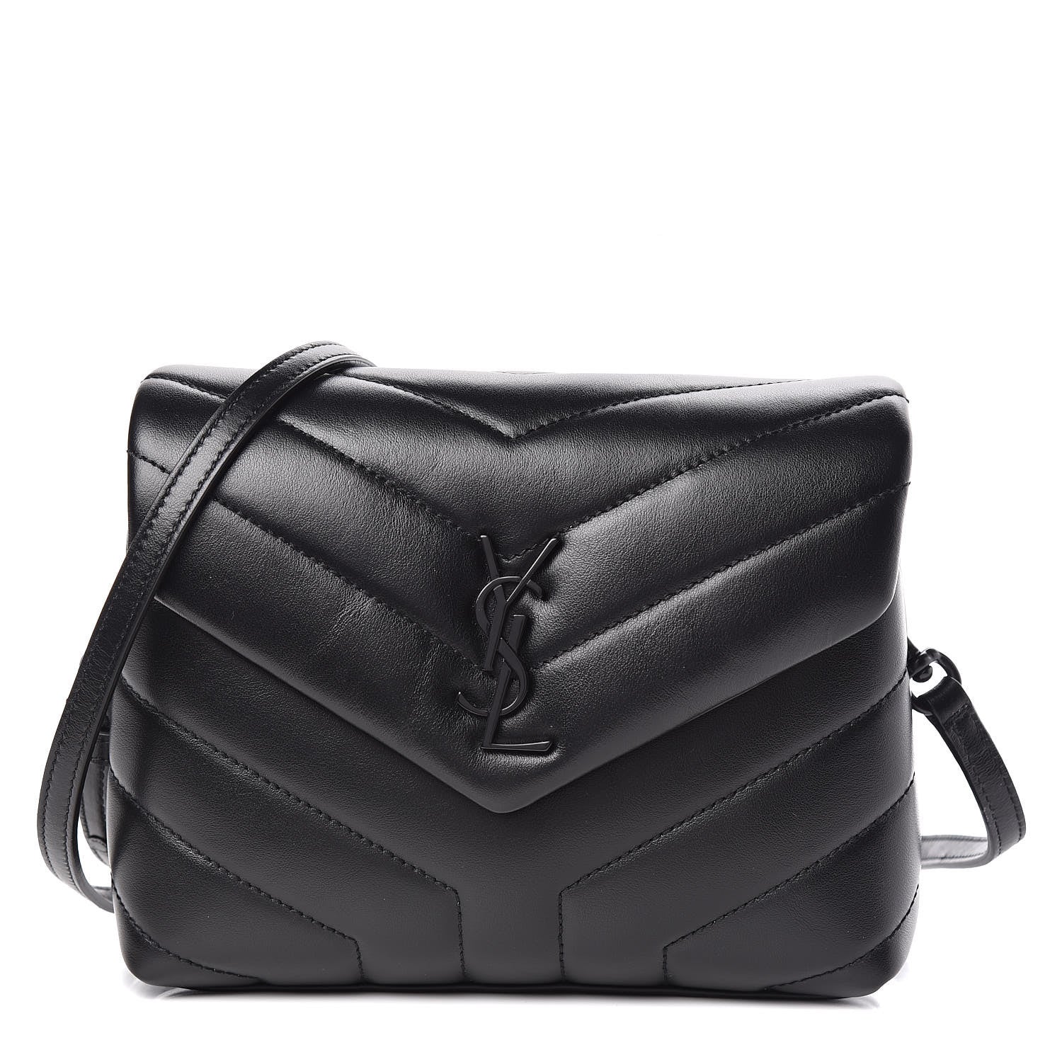 Saint Laurent Calfskin Y Quilted Monogram Toy Loulou Crossbody Bag Black 1 of 10
