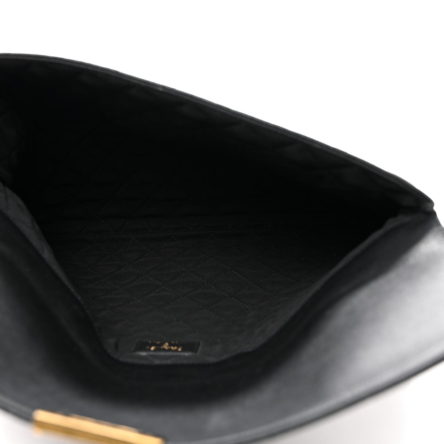 Caviar Quilted Large Golden Class Pouch Black