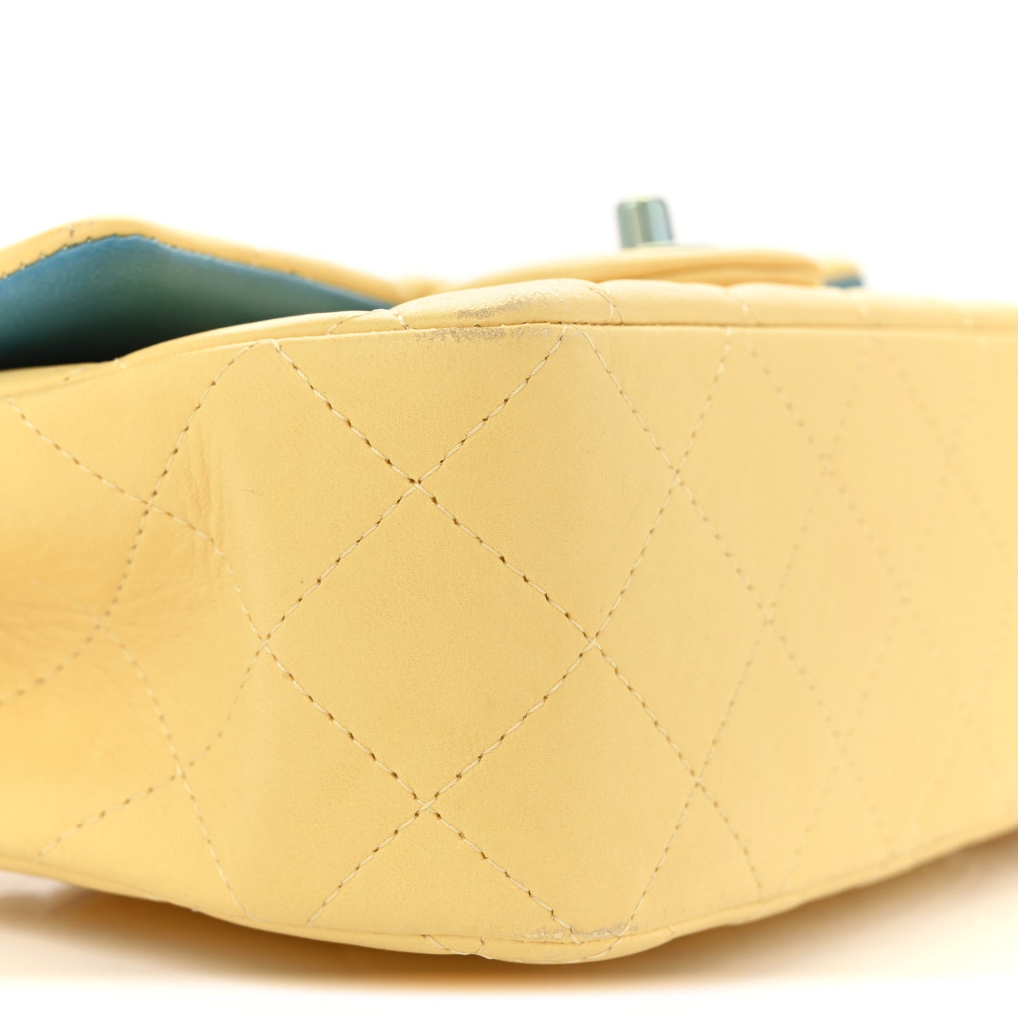 Lambskin Quilted Mini Rectangular Flap Yellow Blue