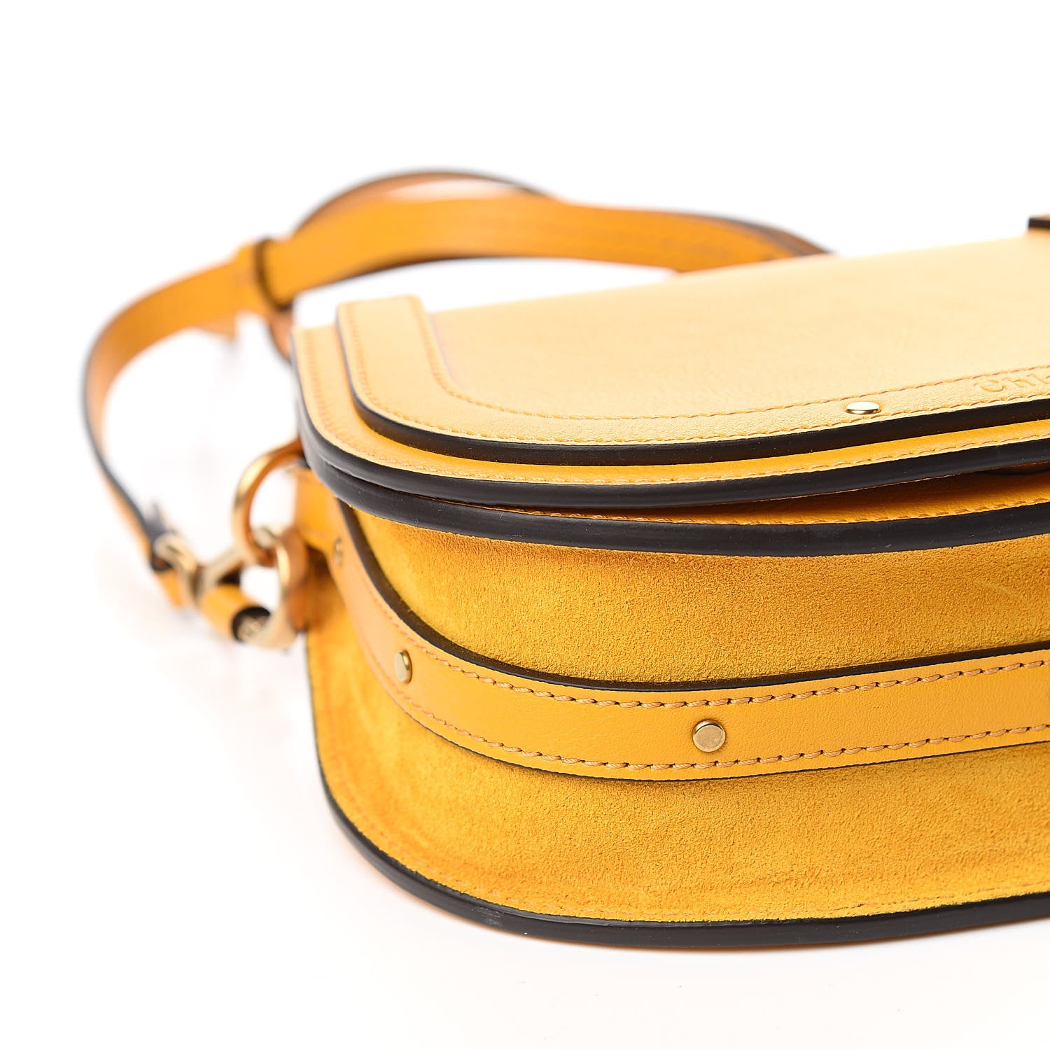Chloe Calfskin Suede Small Nile Bracelet Bag Dusty Yellow 7 of 9