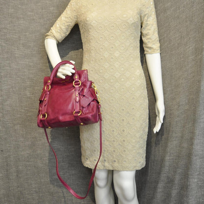 Miu Miu Vitello Lux Mini Bow Bag Fuchsia 2 of 8