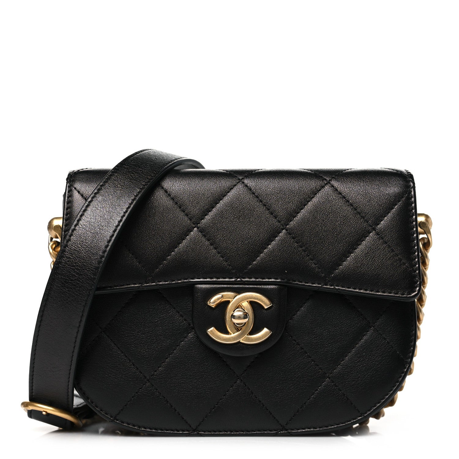 Chanel Calfskin Quilted Moon Messenger Black 1 of 11