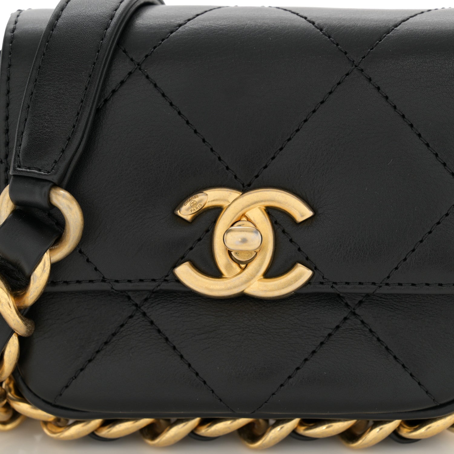 Chanel Calfskin Quilted Mini Framing Chain Bag Black 8 of 11