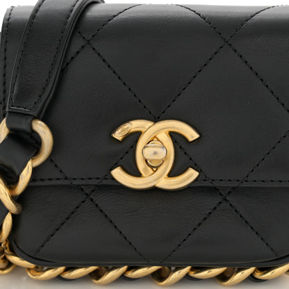 Chanel Calfskin Quilted Mini Framing Chain Bag Black 8 of 11