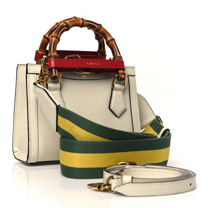 Gucci Textured Calfskin Web Mini Diana Tote Bag Mystic White 3 of 10