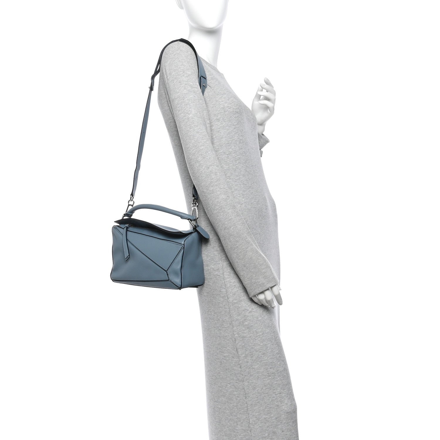 Loewe Calfskin Small Puzzle Bag Stone Blue 2 of 9