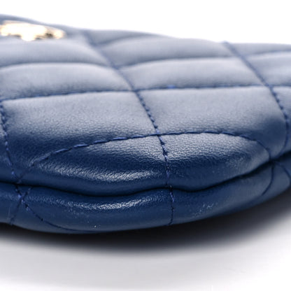Chanel Lambskin Quilted Small Cosmetic Case Blue 9 of 11