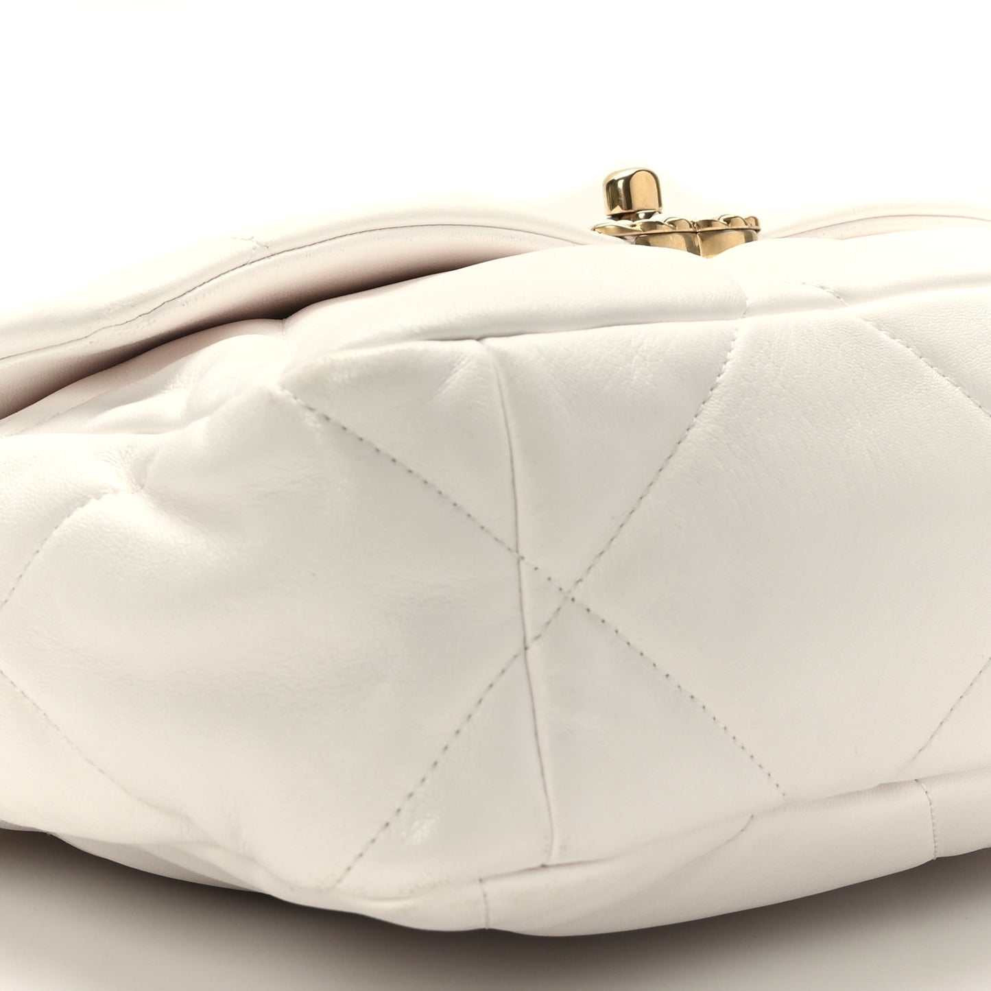 Goatskin Quilted Large Chanel 19 Flap White
