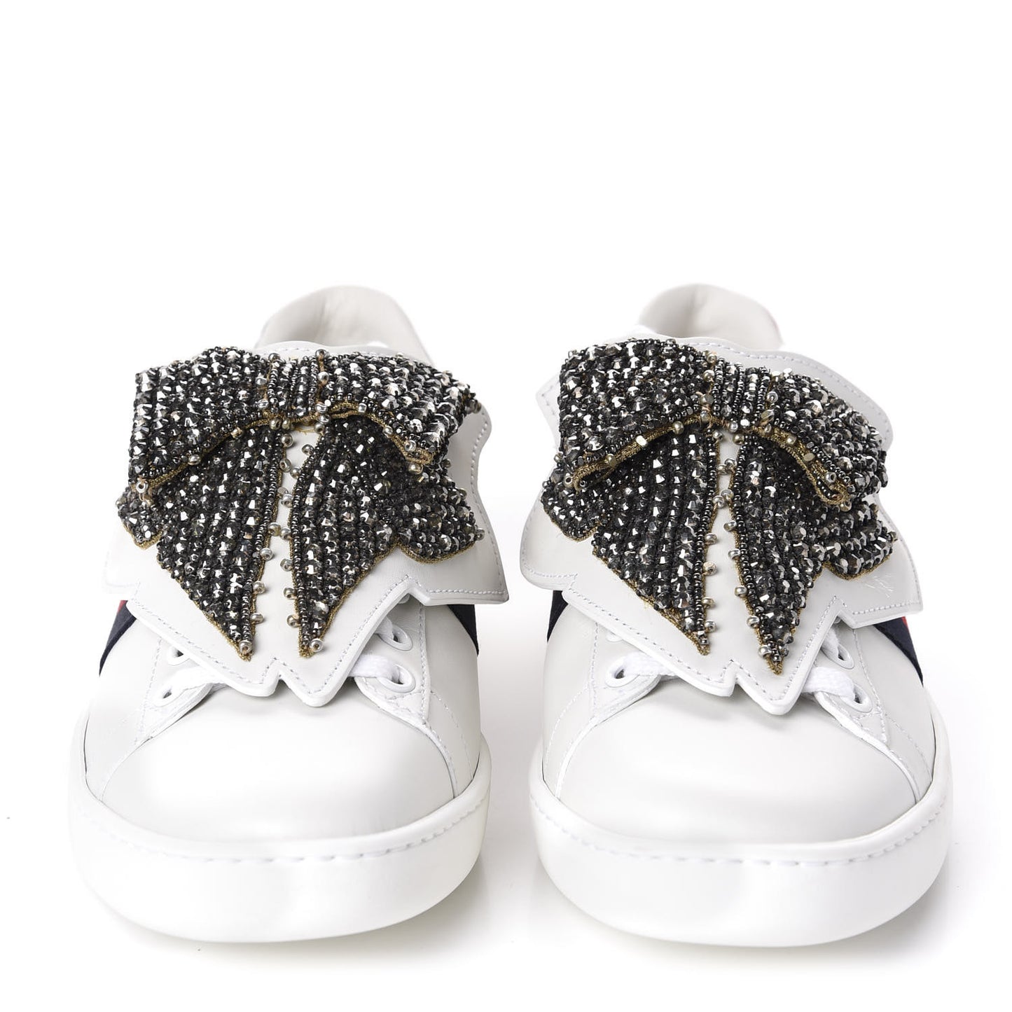 Calfskin Ayers Web Womens Ace Bow Lace Sneakers 37 White