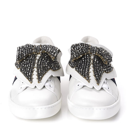 Gucci Calfskin Ayers Web Womens Ace Bow Lace Sneakers 37 White 2 of 10