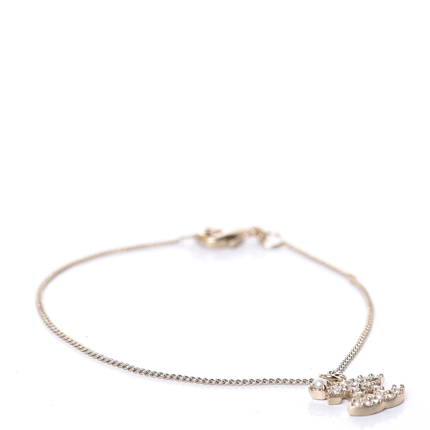 Pearl Crystal CC Bracelet Gold