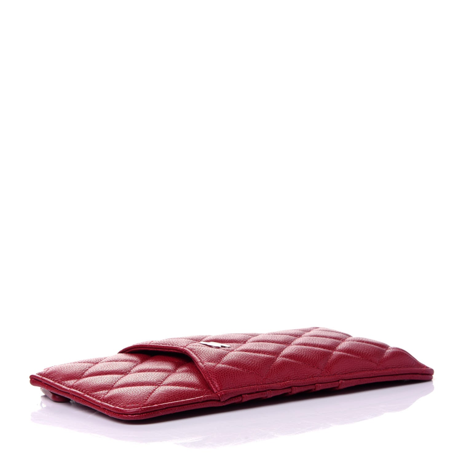 Chanel Caviar Quilted Classic Flat Wallet Pouch Red 3 of 4