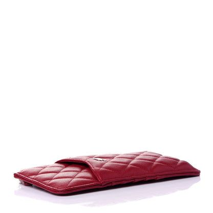 Chanel Caviar Quilted Classic Flat Wallet Pouch Red 3 of 4