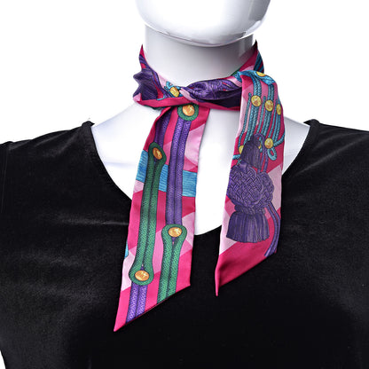 Hermes Silk Brandebourgs Twilly Fuchsia Turquoise Emeraude 2 of 5