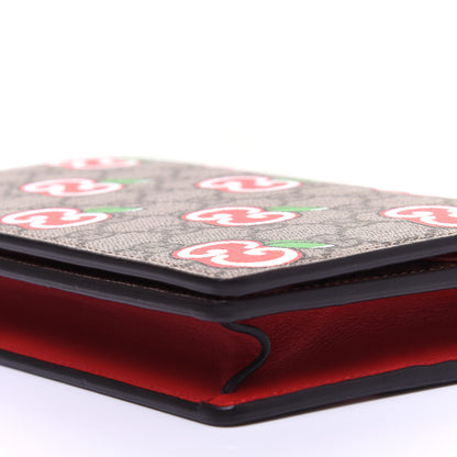 Gucci GG Supreme Monogram Apple Chain Wallet Beige Multicolor Lobster Red 7 of 11