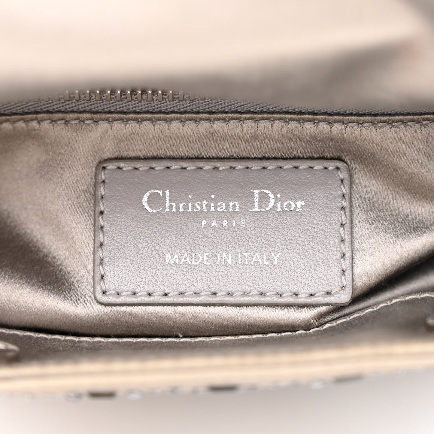Satin Crystal Cannage Mini Lady Dior Gray