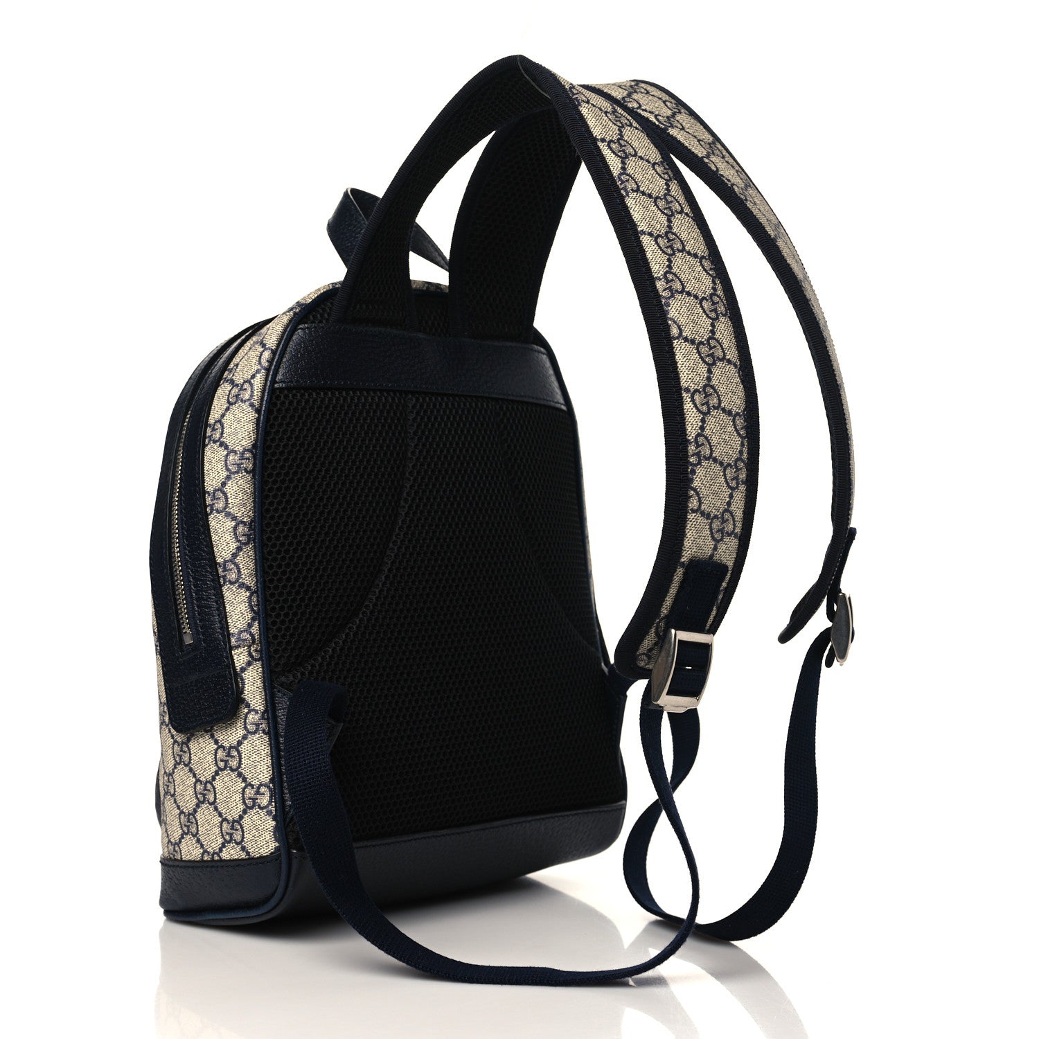 Gucci GG Supreme Monogram Textured Dollar Calfskin Web Small Ophidia Day Backpack Beige Blue Black 3 of 11