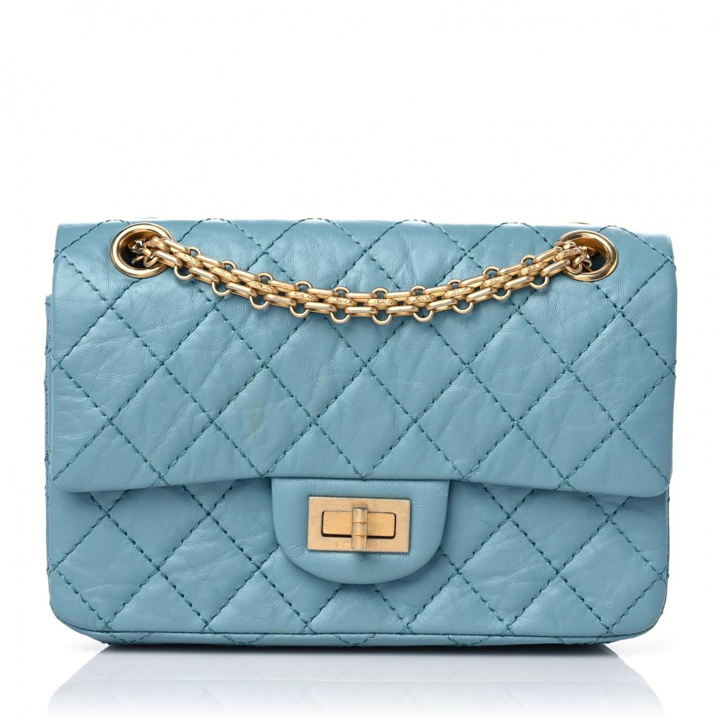 Aged Calfskin Quilted 2.55 Reissue Mini Flap Blue