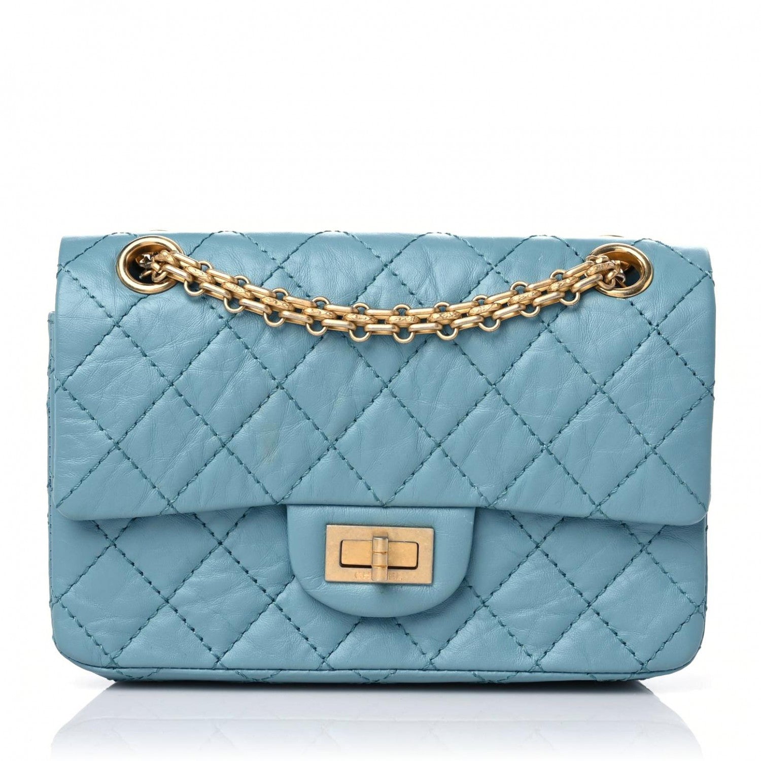 Chanel Aged Calfskin Quilted 2.55 Reissue Mini Flap Blue 1 of 10