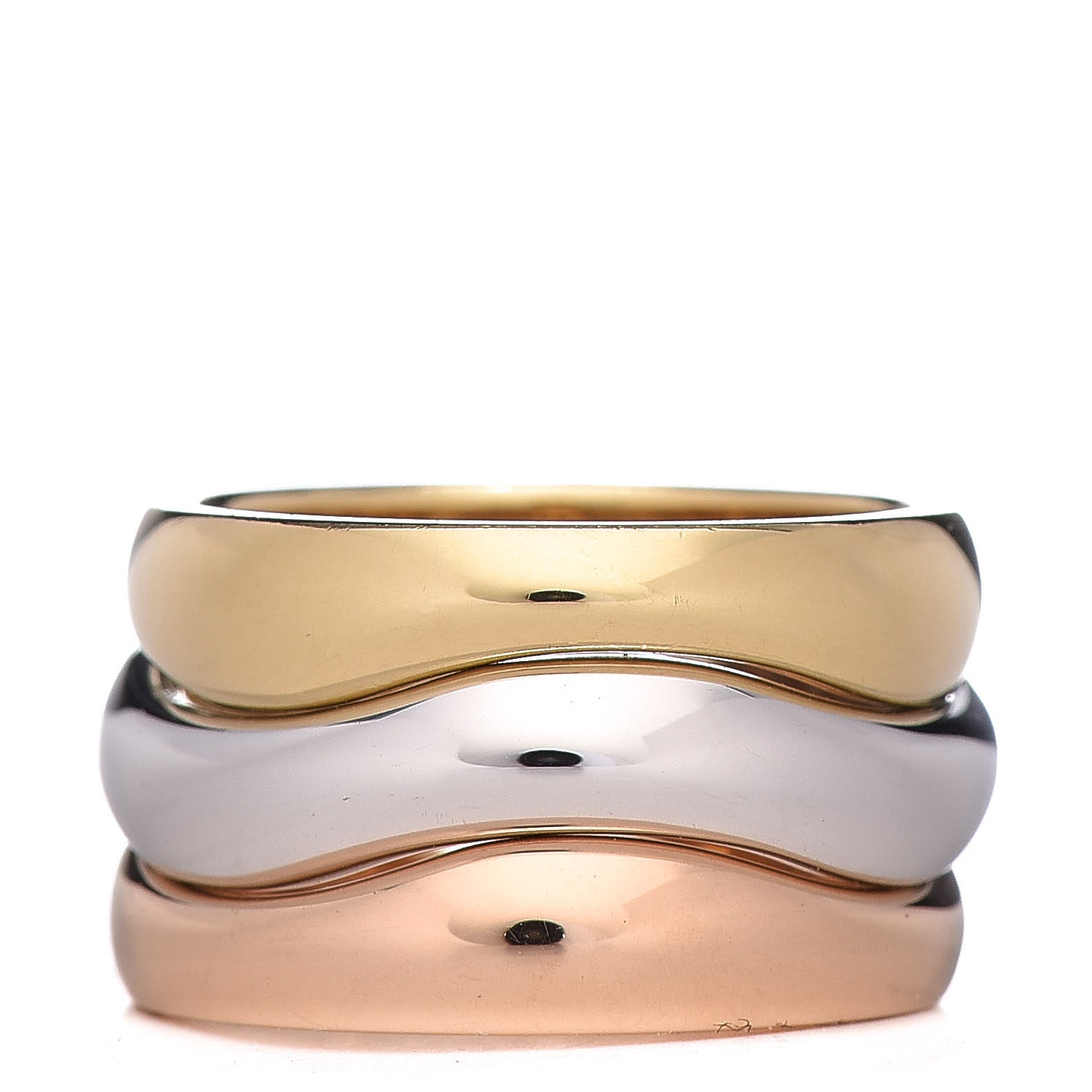 Cartier 18K Pink Yellow White Gold Love Me Band Ring Set of 3 50 5.25 1 of 6