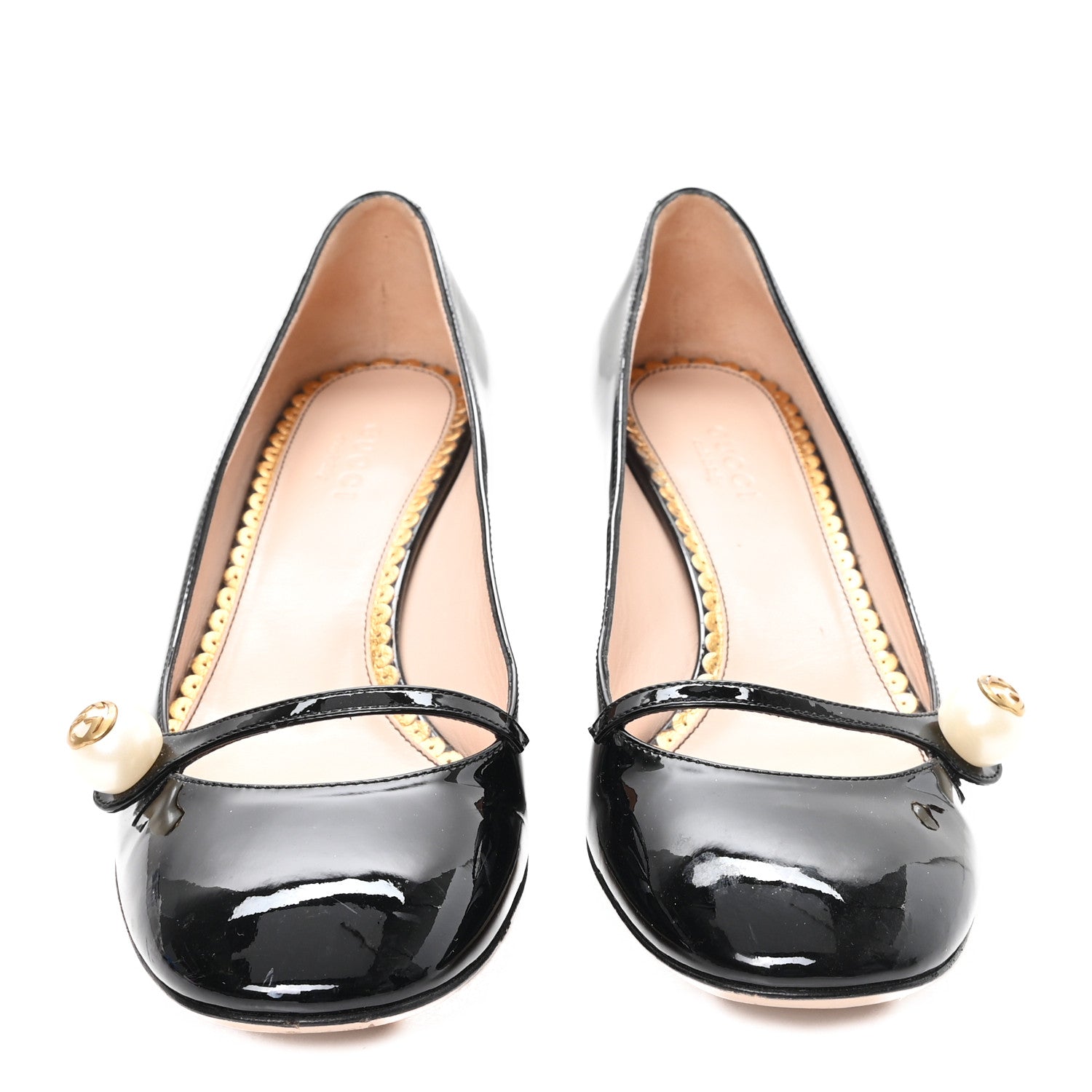 Gucci Vernice Crystal Pearl Embellished Mary Jane Pumps  36 Black 3 of 9