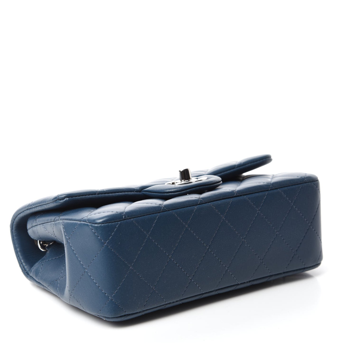 Lambskin Quilted Mini Rectangular Flap Dark Blue