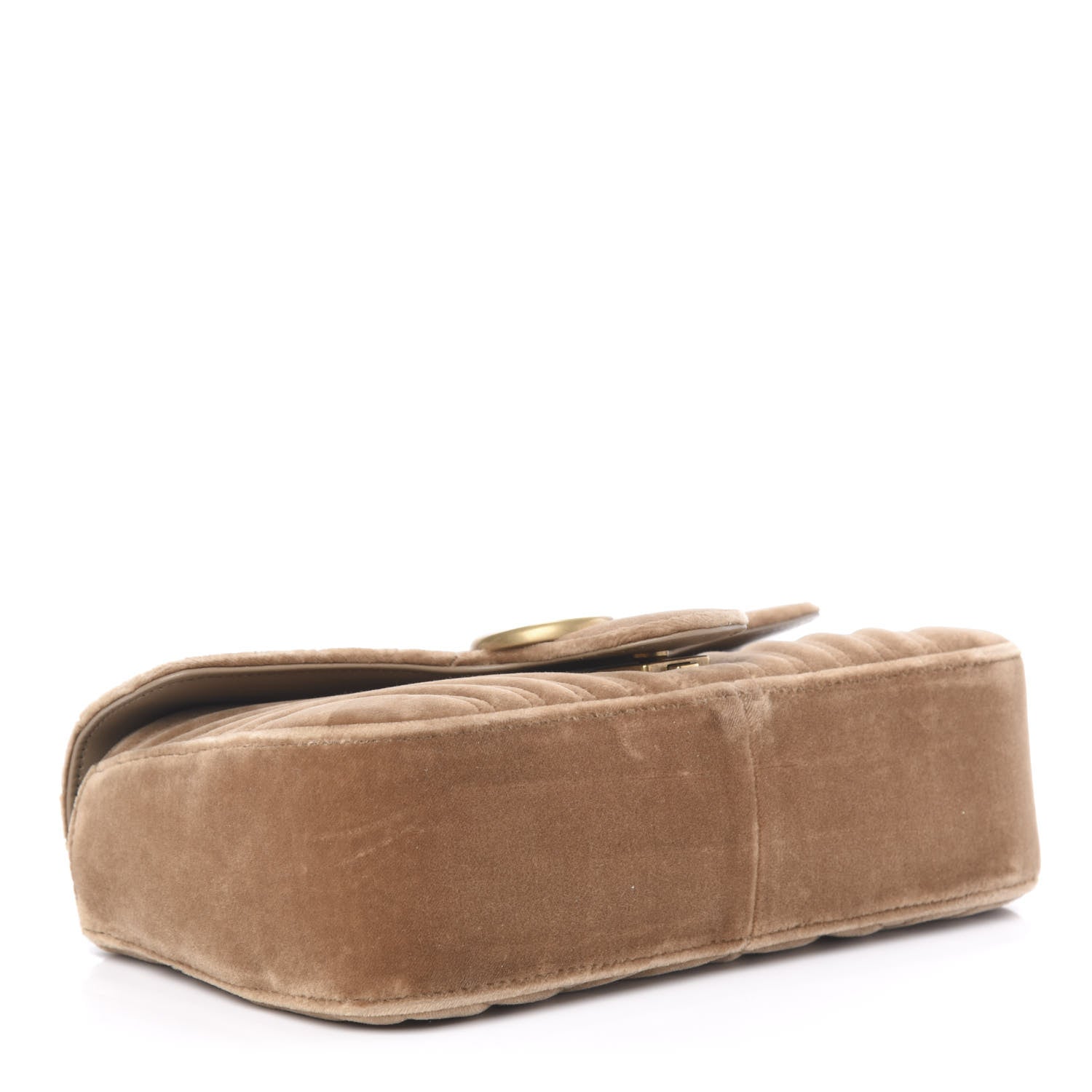 Gucci Velvet Matelasse Small GG Marmont Shoulder Bag Taupe 4 of 11