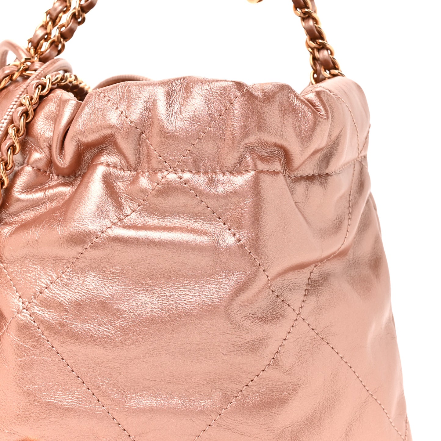Metallic Calfskin Quilted Mini Chanel 22 Copper