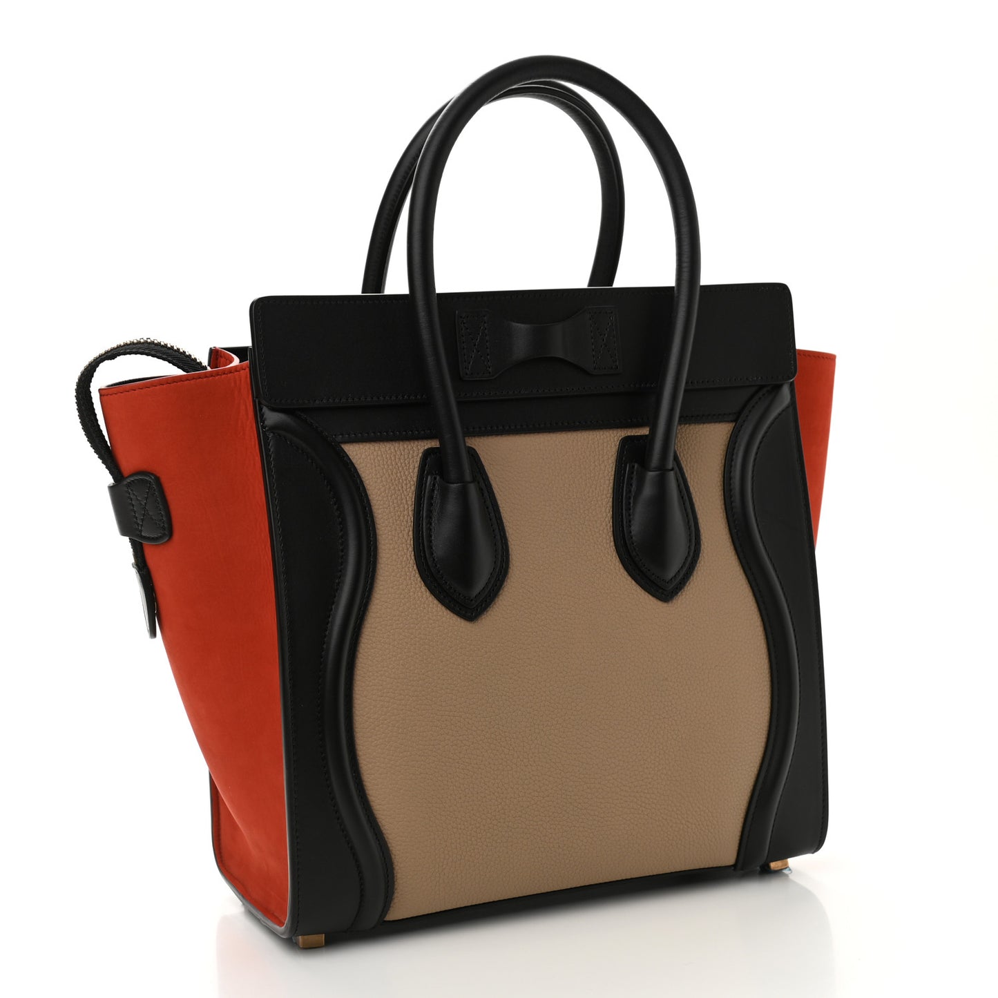Smooth Calfskin Nubuck Micro Tri-Color Luggage Light Taupe Fox Red