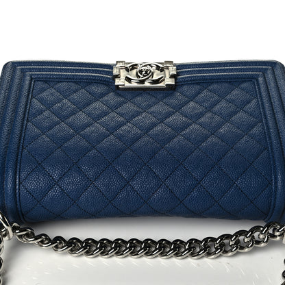 Chanel Caviar Quilted Medium Boy Flap Dark Blue 8 of 8