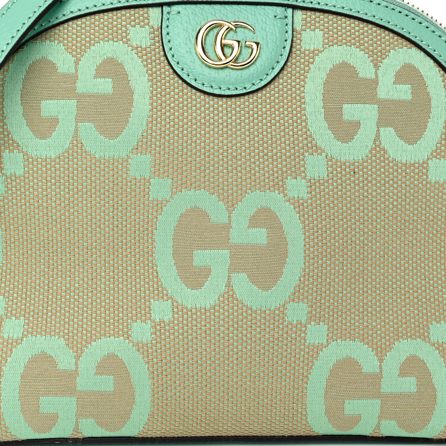 Gucci Monogram Jumbo GG Textured Dollar Calfskin Small Ophidia Dome Shoulder Bag Beige Pepperlight Mint 8 of 10