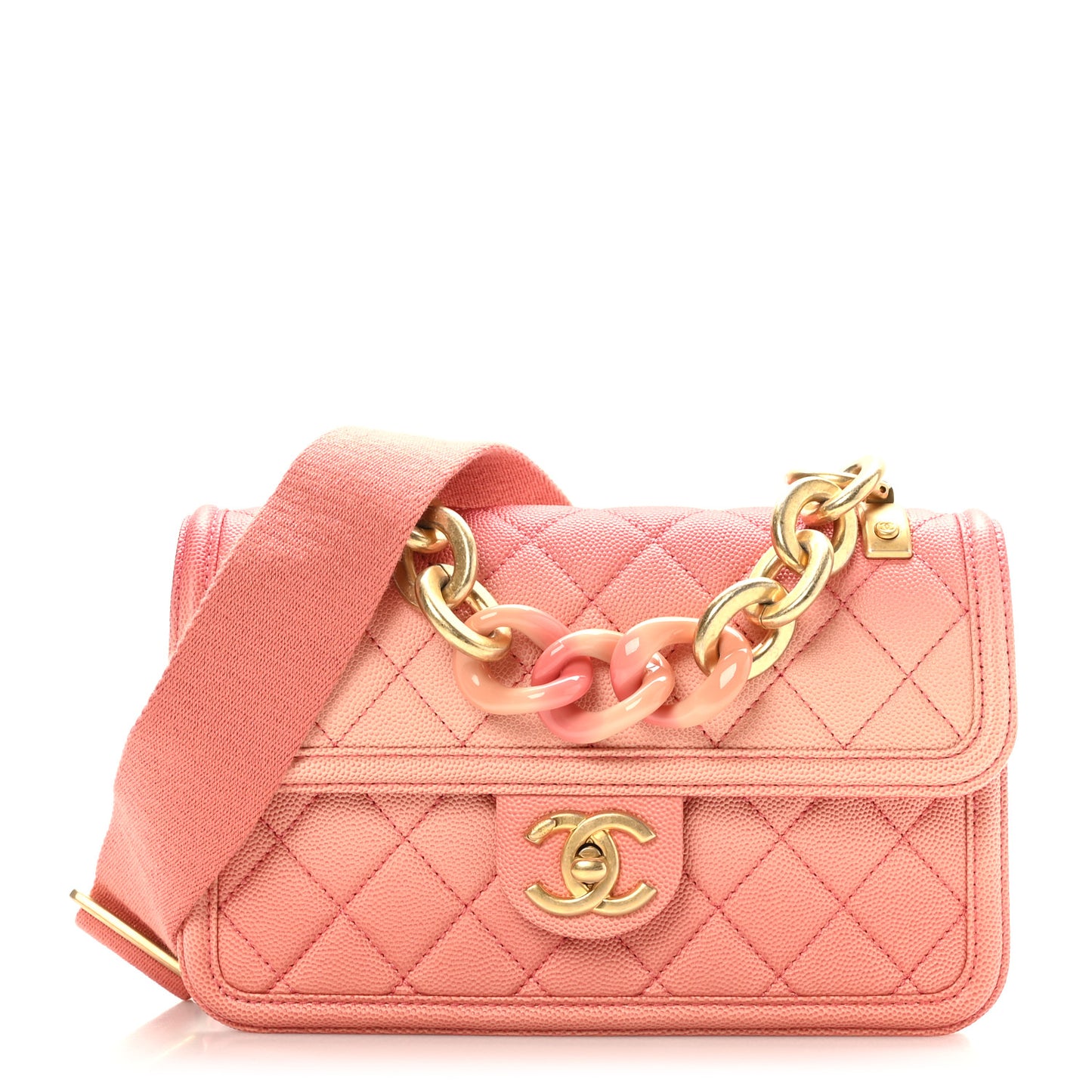 Caviar Quilted Small Sunset On The Sea Flap Coral