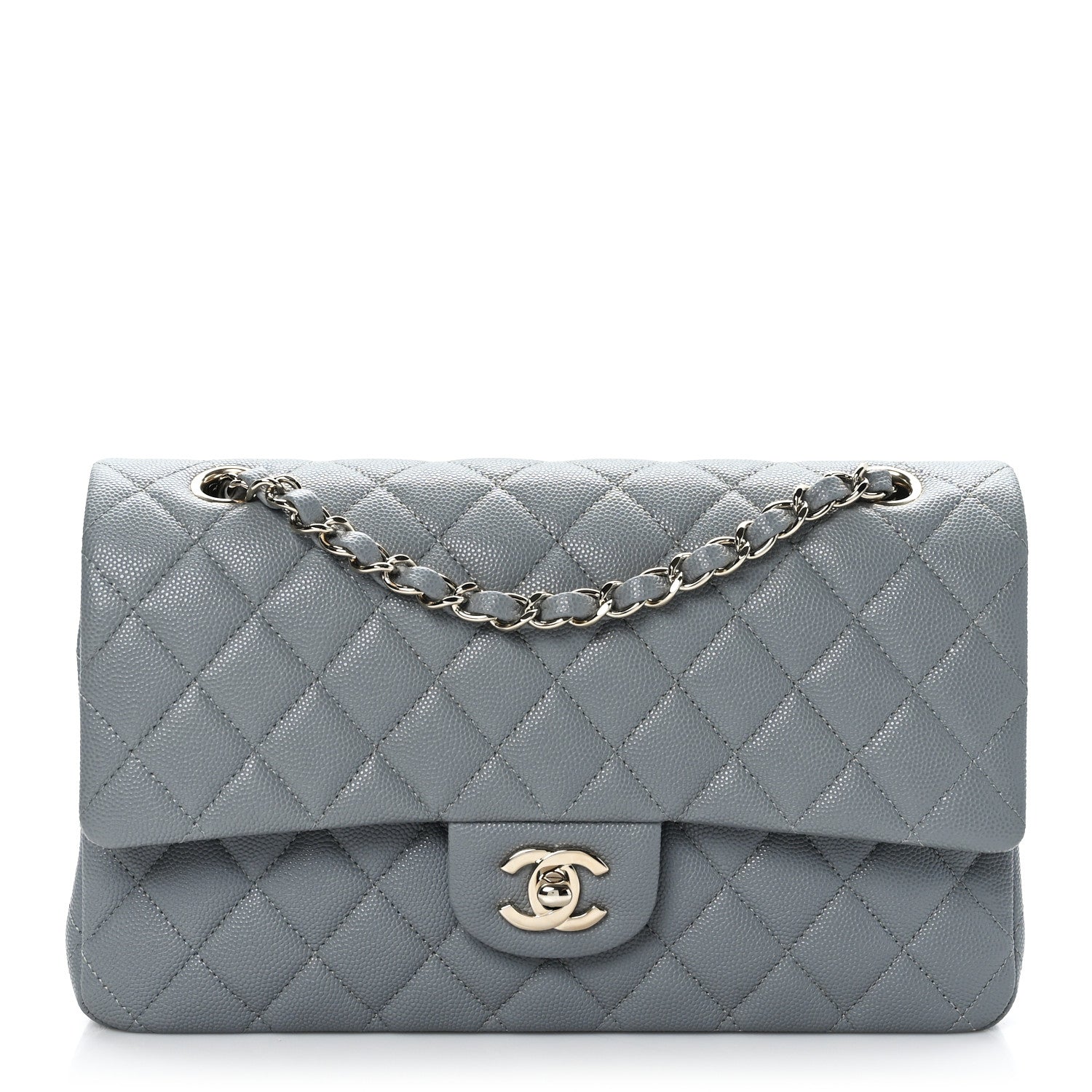 Chanel Caviar Quilted Medium Double Flap Grey 1 of 9