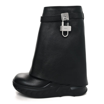 Givenchy Grained Calfskin Shark Lock Biker Ankle Boots 39 Black 1 of 8