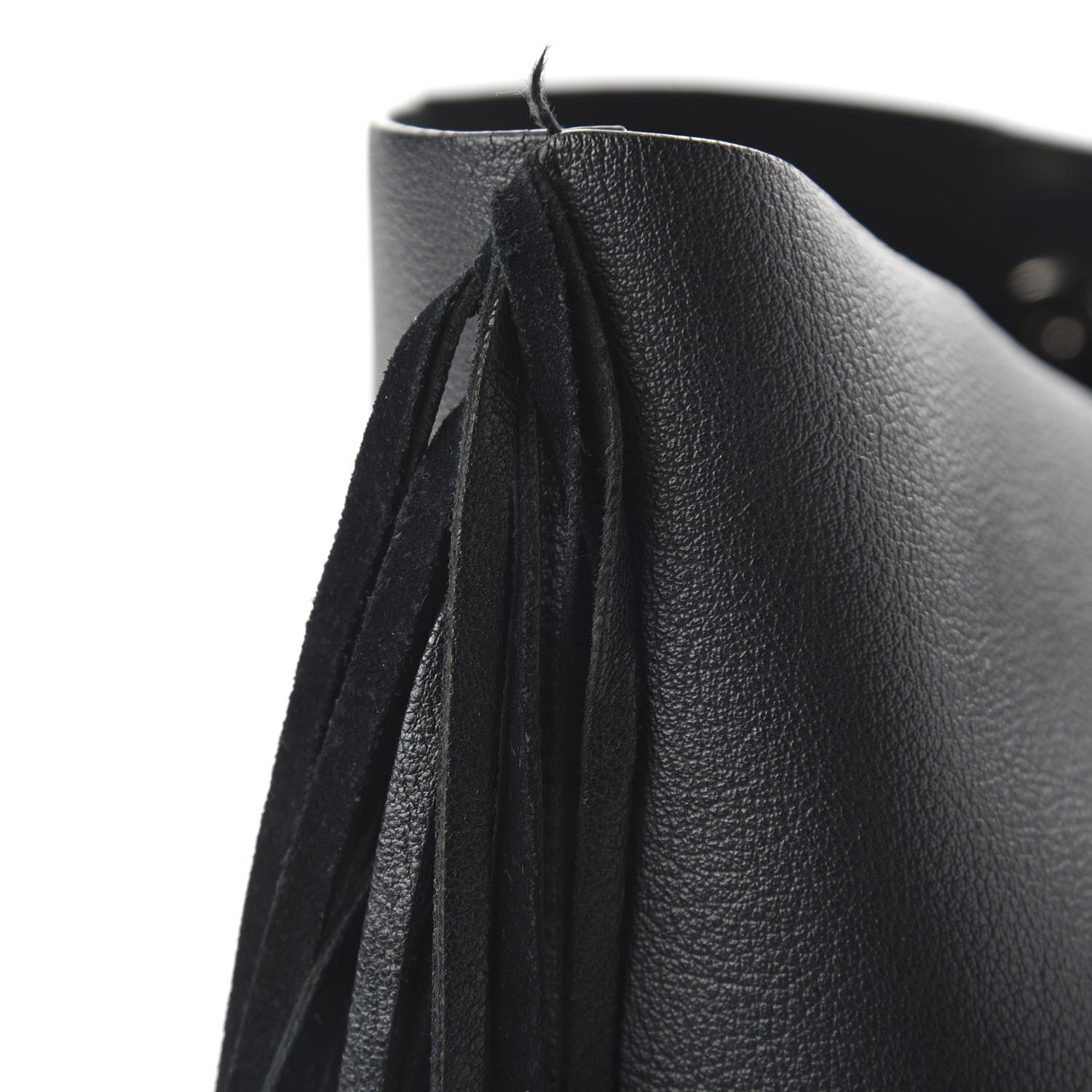 Saint Laurent Calfskin Large Fringe Shopping Tote Black 11 of 13