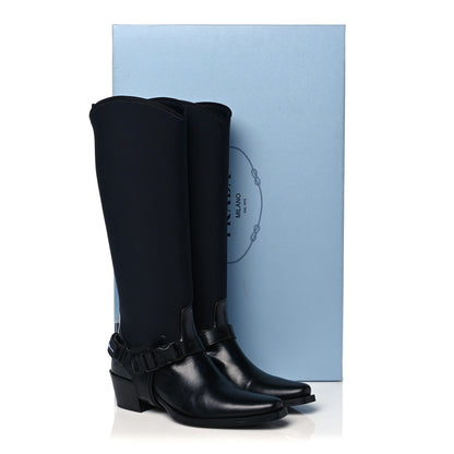 Prada Spazzolato Rois Neoprene 50mm Western Tall Boots 37 Black 12 of 12