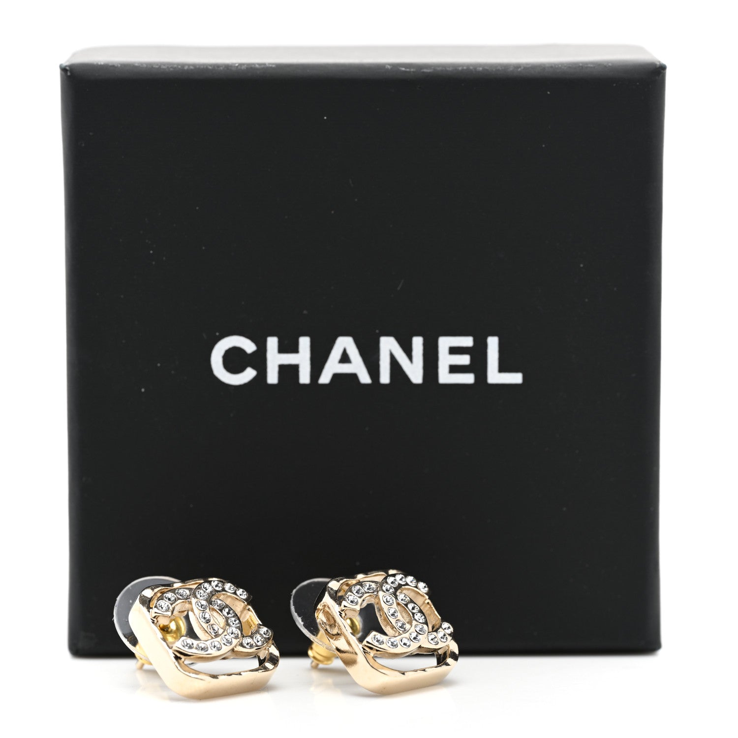 Chanel Crystal Square CC Earrings Gold 5 of 5